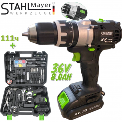 Κρουστικό Δραπανοκατσάβιδο STAHLMAYER 36V 2 Μπαταρίες + με 111 εξαρτήματα