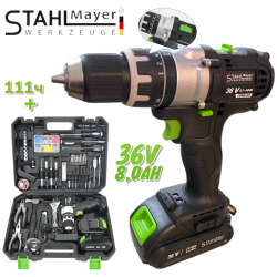 Κρουστικό Δραπανοκατσάβιδο STAHLMAYER 36V 2 Μπαταρίες + με 111 εξαρτήματα