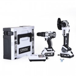  Γωνιακός ΤΡΟΧΟΣ μπαταρίας 125 χιλιοστών και κρουστικός ΒΙΔΟΛΟΓΟΣ 2 σε 1 STAHLMAYER  36V 8.0AH 2 μπαταρίες