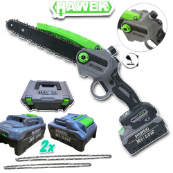 ΑΛΥΣΟΠΡΙΟΝΟ ΜΠΑΤΑΡΙΑΣ 36V 5.0AH HAWEK ΜΕ Αυτόματη Λίπανση Αλυσίδας 20cm 2 αλυσίδες 2 Μπαταρίες
