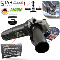 Ηλεκτρικός γωνιακός τροχοσ 125mm 1400W STAHLMAYER BLACK με ρύθμιση ταχύτητας + 10 δίσκους για μέταλλο.