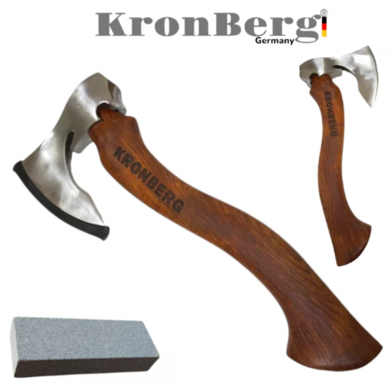 Ξύλινο τσεκούρι KRONBERG με λάμα σφυρήλατου ατσαλιού + δώρο πετρα ακονισματος