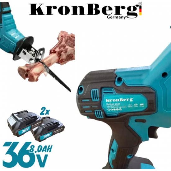Σπαθοπριονο με 4 Λεπίδες KRONBERG 36V 8.0AH για Κρέας Ξύλο Πλαστικό Σίδερο Μέταλλο και ΑΛΛΑ με 2 Μπαταρίες