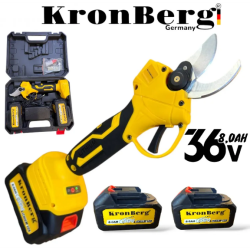 Επαγγελματικό Ψαλίδι  Κλαδεύματος 36V 8.0AH KRONBERG 33mm - 2 Μπαταρίες 