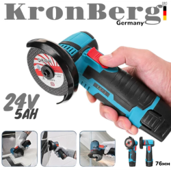 Μίνι Γωνιακός Τροχός χωρίς Ψήκτρες 76mm 24V 5AH KRONBERG 2 Μπαταρίες 2 Δίσκοι και Θήκη