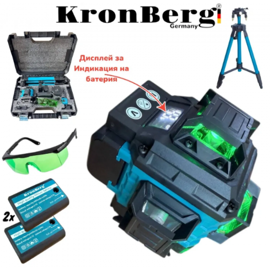 Αλφαδι Λέιζερ 4D 16 γραμμών με οθόνη KRONBERG 2 μπαταρίες και θήκη
