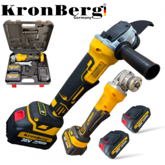 Γωνιακός τροχος μπαταρίας KRONBERG 125mm 36V 10Ah 2 μπαταρίες και φορτιστής σε βαλίτσα