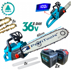 Επαναφορτιζομενο αλυσοπριονο 40cm TAIGA με Ένδειξη μπαταρίας με οθόνη με 2 μπαταριες