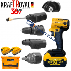 5 ΣΕ 1 KRAFT ROYAL  ΕΠΑΝΑΦΟΡΤΙΖΟΜΕΝΟ ΕΡΓΑΛΕΙΟ 5 ΚΕΦΑΛΩΝ 36V 8.0AH  ΔΡΑΠΑΝΟΚΑΤΣΑΒΙΔΟ - ΜΠΟΥΛΟΝΟΚΛΕΙΔΟ - ΠΛΥΣΤΙΚΟ - ΣΚΑΠΤΙΚΟ ΚΑΙ ΓΩΝΙΑΚΟΣ ΤΡΟΧΟΣ