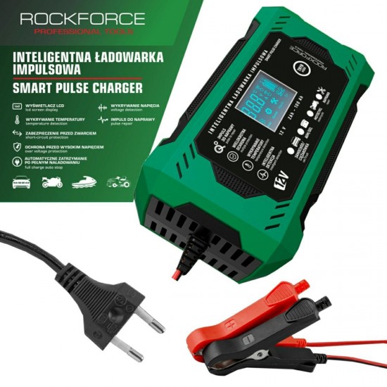 Φορτιστής μπαταρίας 6A 12V 2AH-100AH ROCKFORCE Φορτιστής μπαταρίας 6A 12V 2AH-100AH ROCKFORCE