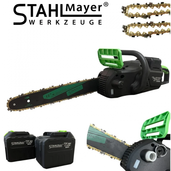 Αλυσοπρίονο STAHLMAYER 72V 8Ah – Λαμα 16" 40cm, 2 Αλυσίδες, Οθόνη και Ενεργό Φρένο