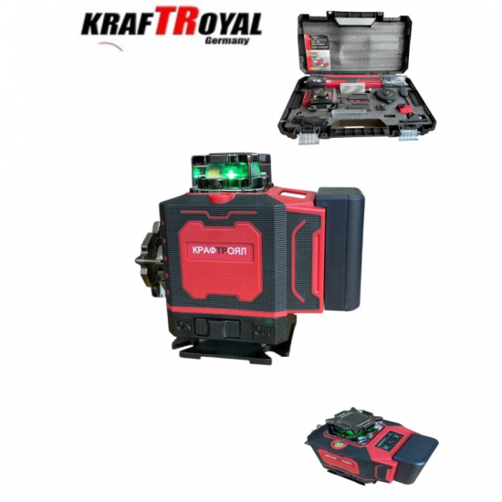 ΓΕΡΜΑΝΙΚΟ Αυτορυθμιζόμενο Γραμμικό Αλφάδι Laser KraftRoyal 4D 16 γραμμές και ένδειξη μπαταριας