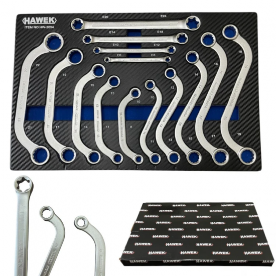 Σετ ειδικών κλειδιών σε σχήμα S, σε σχήμα C, E-Torx, 14 τεμάχια HAWEK, HW-2054