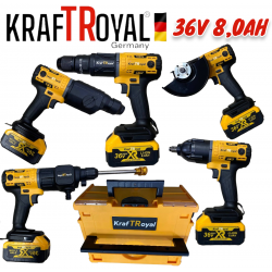 5 ΣΕ 1 KRAFT ROYAL  ΕΠΑΝΑΦΟΡΤΙΖΟΜΕΝΟ ΕΡΓΑΛΕΙΟ 5 ΚΕΦΑΛΩΝ 36V 8.0AH  ΔΡΑΠΑΝΟΚΑΤΣΑΒΙΔΟ - ΜΠΟΥΛΟΝΟΚΛΕΙΔΟ - ΠΛΥΣΤΙΚΟ - ΣΚΑΠΤΙΚΟ ΚΑΙ ΓΩΝΙΑΚΟΣ ΤΡΟΧΟΣ