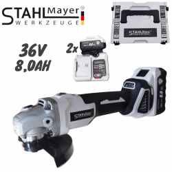 ΕΠΑΝΑΦΟΡΤΙΖΟΜΕΝΟΣ ΓΩΝΙΑΚΟΣ ΤΡΟΧΟΣ 36V 8.0AH STAHLMAYER 125MM 