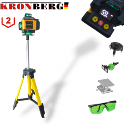 Αλφάδι λέιζερ 4D με 16 γραμμές KRONBERG  με ένδειξη μπαταρίας αισθητήρα + τρίποδο