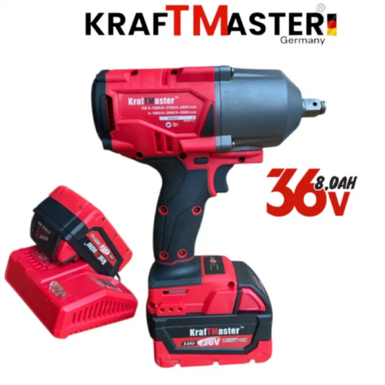 Μεγάλο ΜΠΟΥΛΟΝΟΚΛΕΙΔΟ 1/2 36V 8Ah KRAFTMASTER με 25 μέρη, 2 μπαταρίες και φορτιστή σε θήκη