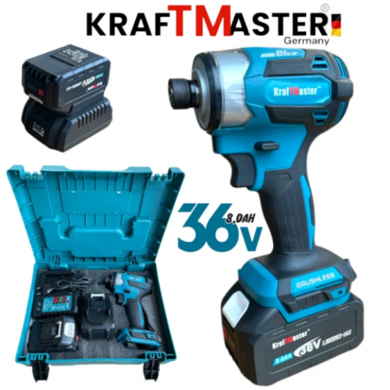 Κρουστικό κατσαβίδι 36V 8.0AH KRAFT MASTER 850Nm 2 μπαταρίες