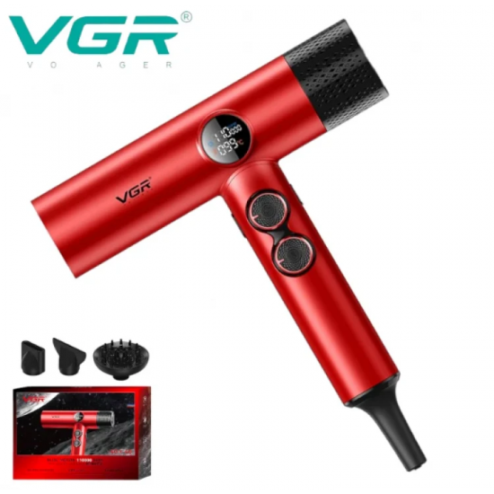 Επαγγελματικό πιστολάκι μαλλιών VGR V-401 με οθόνη LED Κόκκινο και μαύρο πιστολάκι μαλλιών