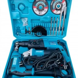 3 σε 1 Κρουστικό, Γωνιακός Τροχός  125mm και Τρυπάνι 1400W KRAFT ROYAL + 2 Δίσκοι για Μεταλλικές Μύτες και Θήκη