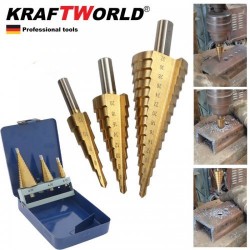 Σετ Κωνικα Τρυπάνια Kraft World με Θήκη 4-32mm 4-20mm 4-12mm
