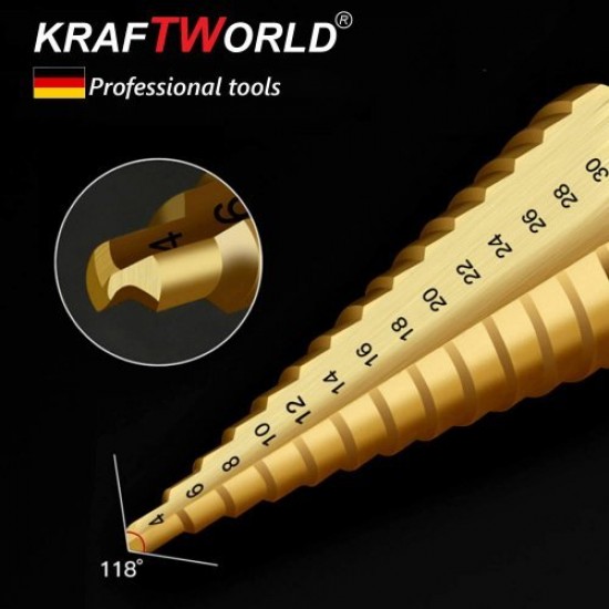 Σετ Κωνικα Τρυπάνια Kraft World με Θήκη 4-32mm 4-20mm 4-12mm
