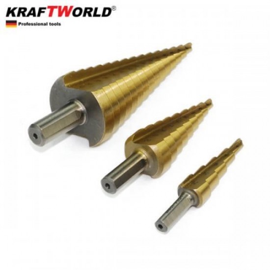 Σετ Κωνικα Τρυπάνια Kraft World με Θήκη 4-32mm 4-20mm 4-12mm