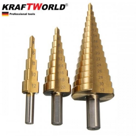 Σετ Κωνικα Τρυπάνια Kraft World με Θήκη 4-32mm 4-20mm 4-12mm